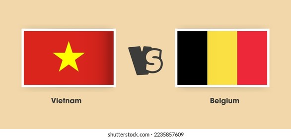 Banderas de Vietnam contra Bélgica colocadas una al lado de la otra. Banderas nacionales creativas y elegantes de Vietnam vs Bélgica con antecedentes