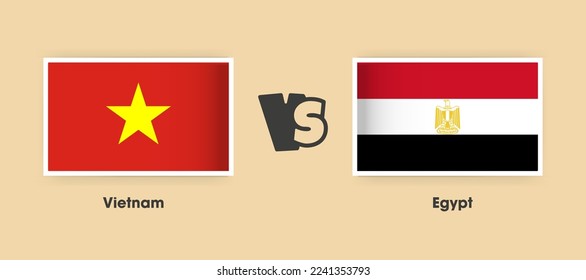 Vietnam vs Egypt flags placed side by side. Creative stylish national flags of Vietnam vs Egypt with background