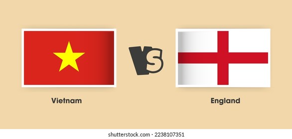 Vietnam vs England flags placed side by side. Creative stylish national flags of Vietnam vs England with background