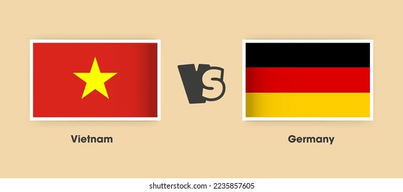 Banderas de Vietnam contra Alemania colocadas una al lado de la otra. Banderas nacionales creativas y elegantes de Vietnam vs Alemania con antecedentes