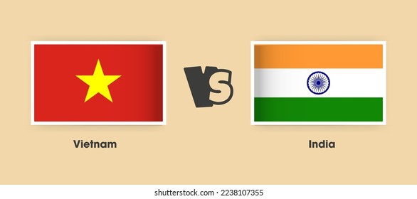 Vietnam vs India flags placed side by side. Creative stylish national flags of Vietnam vs India with background
