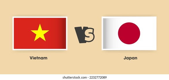 Vietnam vs Japan flags placed side by side. Creative stylish national flags of Vietnam vs Japan with background