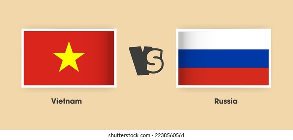 Vietnam vs Russia flags placed side by side. Creative stylish national flags of Vietnam vs Russia with background
