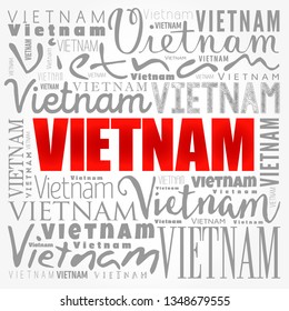 Vietnam wallpaper word cloud, travel concept background