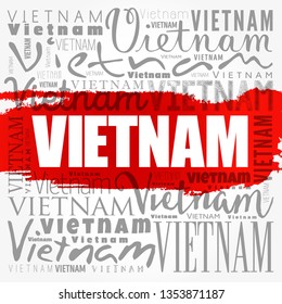 Vietnam wallpaper word cloud, travel concept background