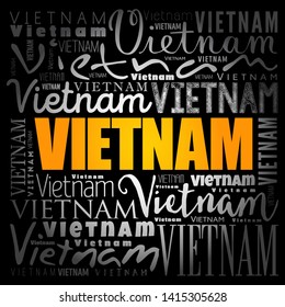 Vietnam wallpaper word cloud, travel concept background