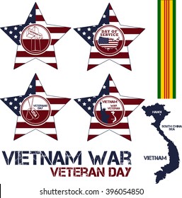 Vietnam War. Remembrance Day. Vector Illustration Patriotic Stamps