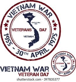 Vietnam War. Remembrance Day. Vector Illustration Patriotic Stamps