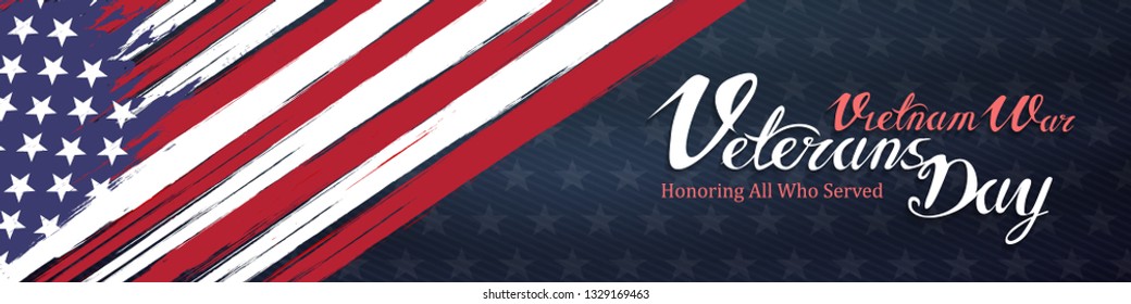 vietnam war veterans day, March 29, honoring all who served, posters, modern brush design vector illustration