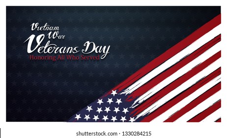 vietnam war veterans day, March 29, honoring all who served, posters, modern brush design vector illustration