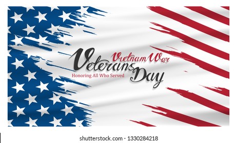 vietnam war veterans day, March 29, honoring all who served, posters, modern brush design vector illustration