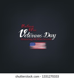 vietnam war veterans day, March 29, honoring all who served, posters, modern brush design vector illustration