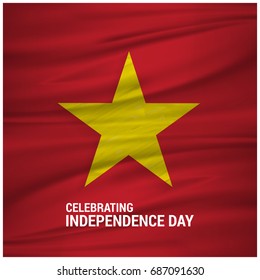 Vietnam Waving Flag Celebtraing Independence Day