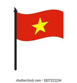 Vietnam waving flag on flagpole. icon vector illustration.