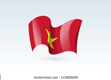 Vietnam waving flag vector icon, national symbol. Flag of Vietnam, fluttered in the wind - vector illustration isolated on white background.