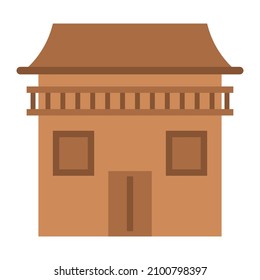 vietnam wood house flat clipart vector illustration