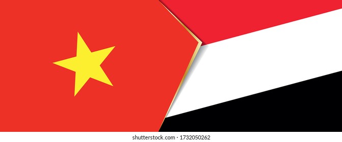Vietnam and Yemen flags, two vector flags symbol of relationship or confrontation.