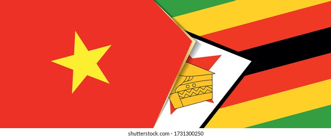 Vietnam and Zimbabwe flags, two vector flags symbol of relationship or confrontation.