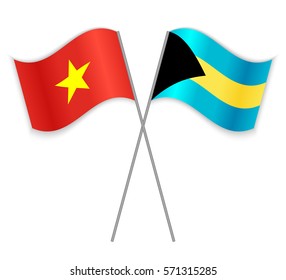 Vietnamese and Bahamian crossed flags. Vietnam combined with Bahamas isolated on white. Language learning, international business or travel concept.