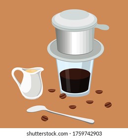Café negro y vector de azúcar de Vietnam