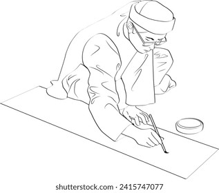 vietnamese Calligraphy master
  in lunar year festival