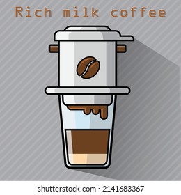 Vietnamese Coffee Filter Set. Vector Illustration Of A Vietnam Drip