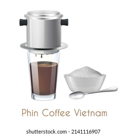 vietnamese coffee illustration, drip, caphe phin