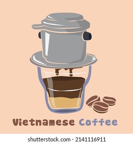 vietnamese coffee illustration, drip, caphe phin