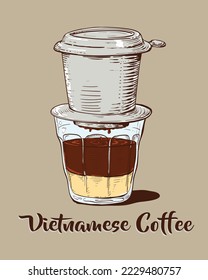 vietnamese coffee illustration, drip, caphe phin