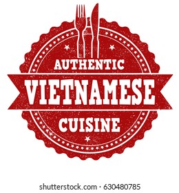 Vietnamese cuisine grunge rubber stamp on white background, vector illustration