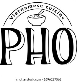 Vietnamese cuisine Pho Vector Logo for asian restaurant  traditional Vietnamese soup Pho