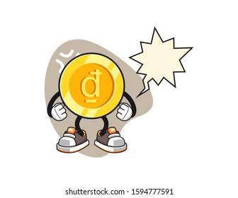 Vietnamese dong angry with speech bubble cartoon. Mascot Character vector.