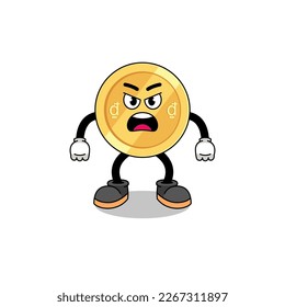 vietnamese dong cartoon illustration with angry expression , character design