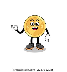 vietnamese dong cartoon with welcome pose , character design