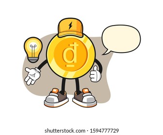 Vietnamese dong electrician with speech bubble cartoon. Mascot Character vector.