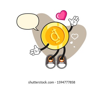 Vietnamese dong fall in love with speech bubble cartoon. Mascot Character vector.