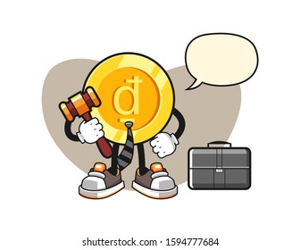Vietnamese dong lawyer with speech bubble cartoon. Mascot Character vector.