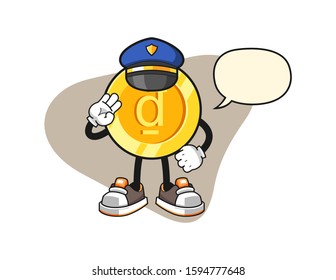Vietnamese dong police officer with speech bubble cartoon. Mascot Character vector.
