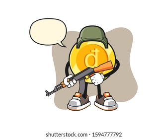 Vietnamese dong soldier with speech bubble cartoon. Mascot Character vector.