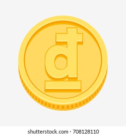 Vietnamese Dong Symbol On Gold Coin Stock Vector (Royalty Free ...