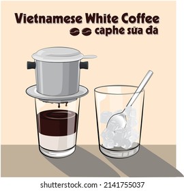 Vietnamese Drip coffee maker. The dripper, also called a Phin. Can drink with ice. Vector graphics