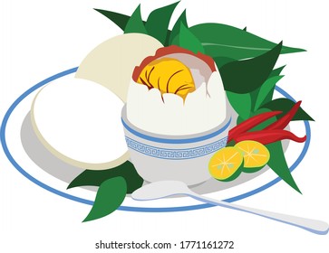 Vietnamese duck eggs with vegetable 