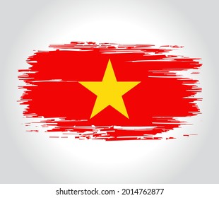 Vietnamesischer Hintergrund mit einer Pinselspitze. Vektorgrafik.