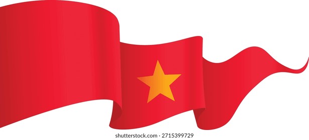 Bandeira vietnamita com fundo vermelho e estrela amarela.