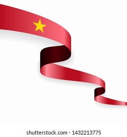 Vietnamese flag wavy abstract background. Vector illustration.