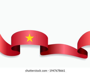 Vietnamese flag wavy abstract background. Vector illustration.