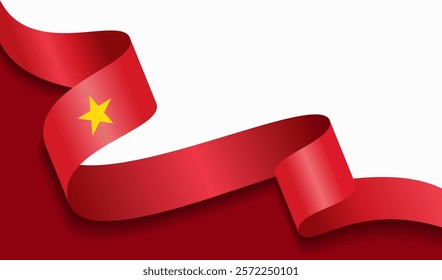 Vietnamese flag wavy abstract background. Vector illustration.