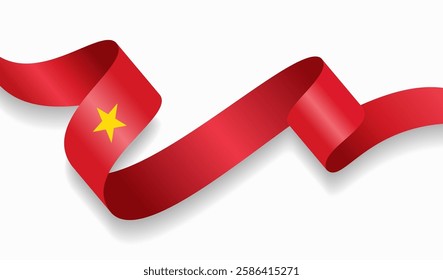 Vietnamese flag wavy abstract background. Vector illustration.