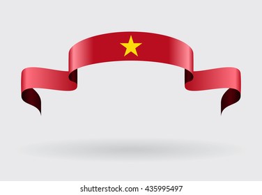 Vietnamese flag wavy abstract background. Vector illustration.