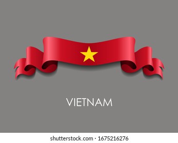 Vietnamese flag wavy ribbon background. Vector illustration.
